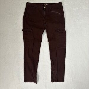 VIP Jeans Brown Cargo Pants 13/14 Straight Leg Zipper Hem Chocolate Utility